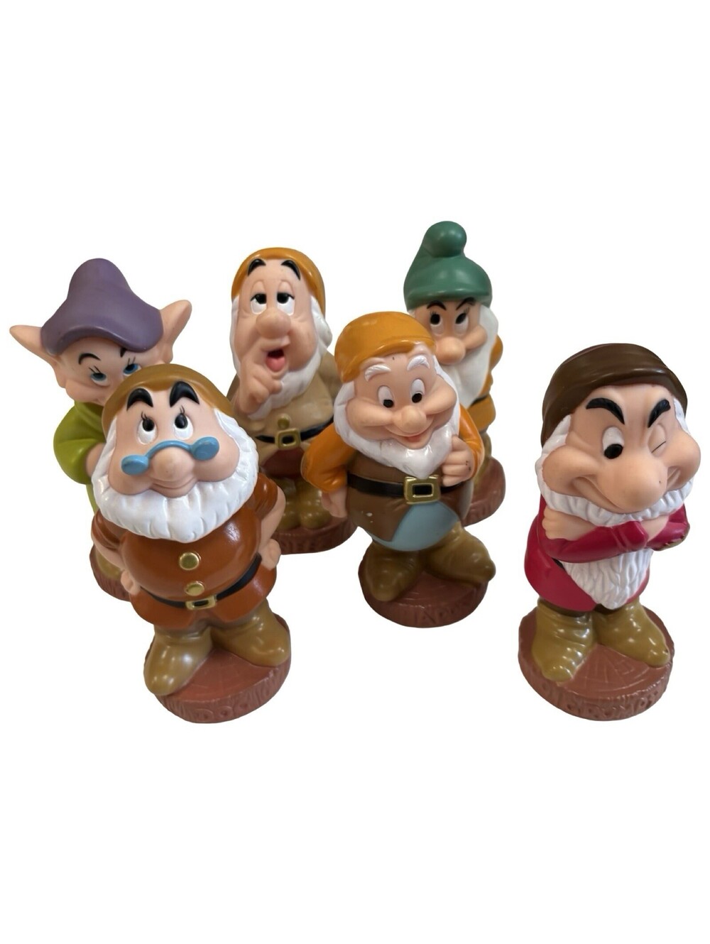 Disney Snow White and the Seven Dwarves SET OF 6 Bath Toys Rubber Toys, Vintage,